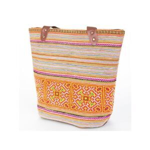 Casual Cat Handmade Cross Stitch Embroidered Vibrant Fair Trade Folk Art Tote